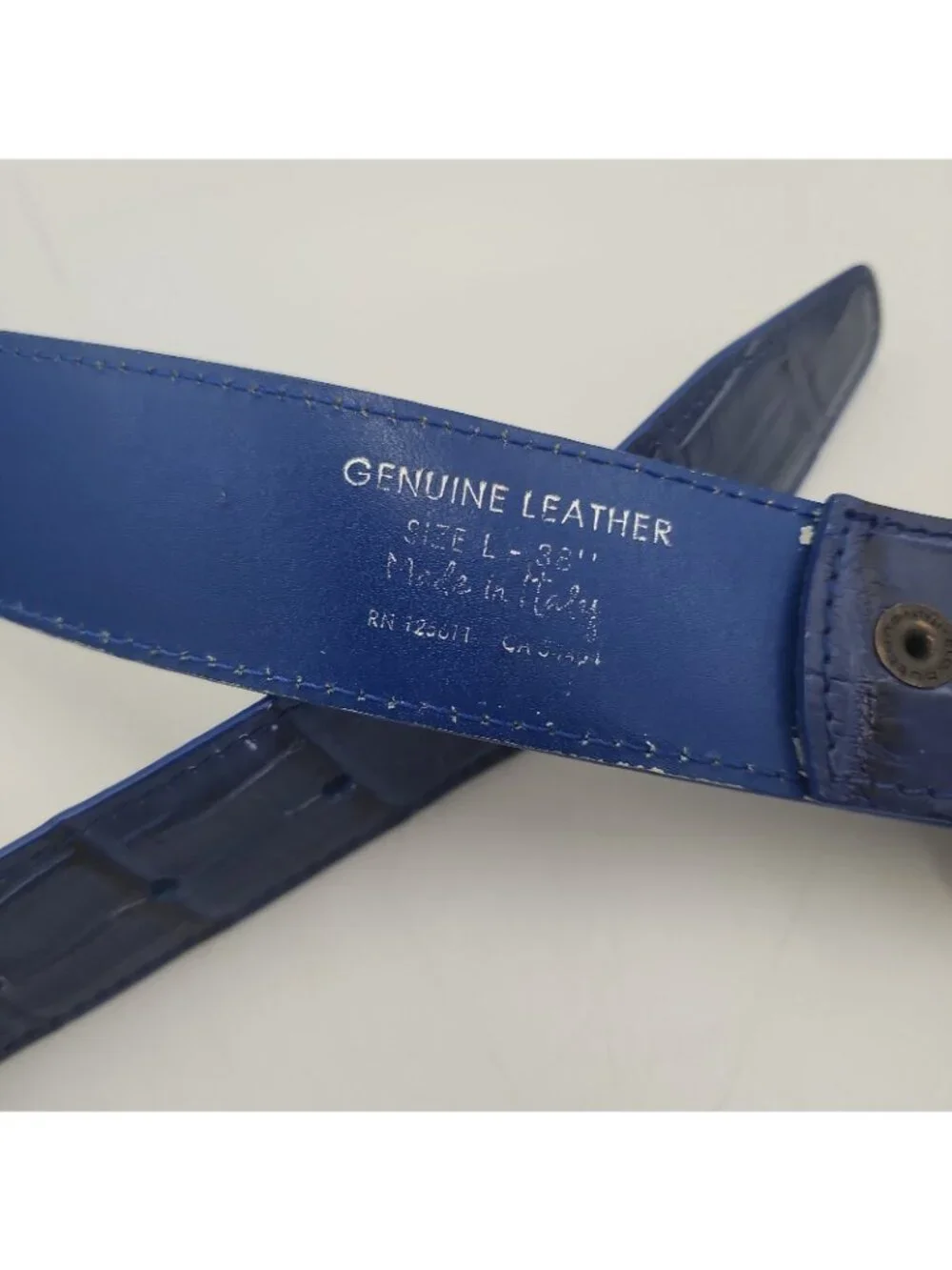 Ian Poulter Mens Blue Leather Belt Italy Large Fits 35-39